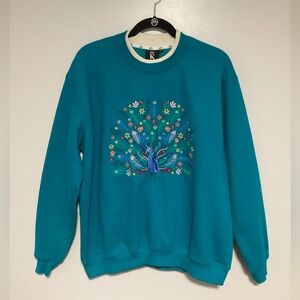 Vintage Peacock K King Universal Sweater Women Size 1XL Peacock Fall Winter